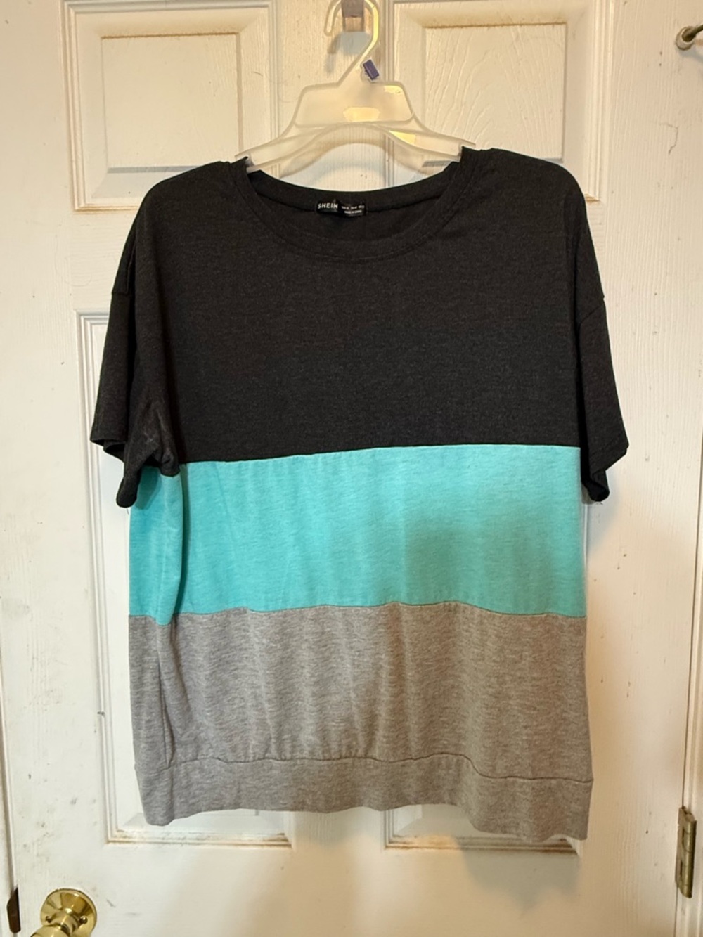 SHEIN Black Ribbed Crewneck Tee